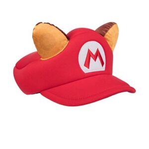 Nintendo Super Mario Tanooki Mario Red Hat Plush Ears Cosplay Cap One Size 2023